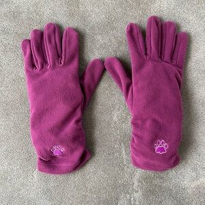 New Purple Fleece Gloves with Puppy Paw Print